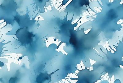 The primary subject of the image is a blue and white patterned surface, which appears to be a painting or a digital artwork. The setting is a blue and white background, and the visual style is a combination of painting and digital art. The dominant colors are blue and white, creating a calm and serene atmosphere.