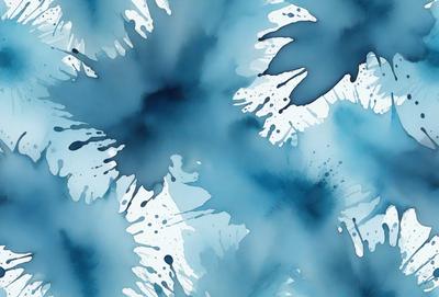 The primary subject of the image is a blue and white patterned fabric. The setting is a blue background, and the visual style appears to be a combination of a photo and digital art. The colors and mood of the image are predominantly blue and white, creating a calm and serene atmosphere.