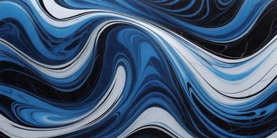 The primary subject of the image is a blue and white swirling pattern, which appears to be a digital art or illustration. The setting is a black and white surface, which contrasts with the vibrant colors of the swirling pattern. The visual style suggests that the image is a creative and artistic representation of the swirling pattern. The dominant colors are blue and white, creating a sense of movement and energy in the artwork.
