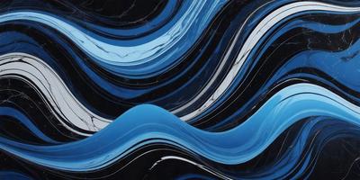 The primary subject of the image is a blue and white marble pattern. The setting is a black background, which contrasts with the marble pattern. The visual style is a combination of a photo and digital art, creating a unique and eye-catching design. The dominant colors are blue and white, with the blue marble pattern and white background creating a calming and serene atmosphere.