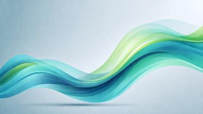 The primary subject of the image is a blue and green wave, which is the main focus of the image. The wave is depicted in a digital art style, giving it a modern and visually appealing appearance. The setting is a white background, which provides a clean and minimalist look to the image. The colors and mood of the image are predominantly blue and green, creating a sense of calmness and tranquility.