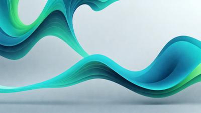The primary subject of the image is a blue and green abstract art piece, which appears to be a digital illustration or a pattern. The setting is a white background, which provides a clean and minimalist appearance. The visual style is modern and contemporary, with the artwork featuring a mix of blue and green colors that create a sense of depth and movement. The overall atmosphere of the image is dynamic and visually engaging.