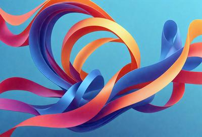 The primary subject of the image is a colorful, swirling pattern made up of various colors, including blue, orange, and pink. The pattern is displayed on a blue background, creating a visually striking contrast. The overall atmosphere of the image is vibrant and lively, with the swirling pattern evoking a sense of movement and energy.