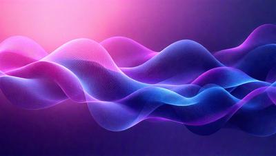 The primary subject of the image is a purple and blue wave pattern. The setting is a purple background, and the visual style is a digital art or illustration. The dominant colors are purple and blue, creating a calm and soothing atmosphere.