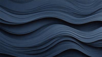 The primary subject of the image is a blue, wavy surface that resembles a wave or a ripple. The setting is a dark blue background, which contrasts with the blue surface. The visual style appears to be a digital art or illustration, as the surface has a smooth and detailed appearance. The colors and mood of the image are predominantly blue, creating a calm and serene atmosphere.