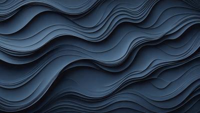 The primary subject of the image is a blue, wavy surface that resembles a water surface. The setting is a dark blue background, which creates a contrasting effect with the wavy surface. The visual style is a digital art or illustration, as the wavy surface appears to be a pattern or texture created by digital means. The colors and mood of the image are predominantly dark blue, with the wavy surface adding a sense of depth and movement to the overall atmosphere.