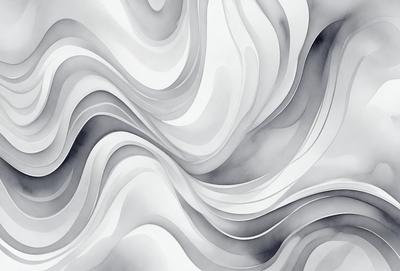 The primary subject of the image is a large, abstract painting featuring a white and gray color scheme. The painting is displayed on a wall, creating a visually striking scene. The setting is an art gallery or a personal collection, showcasing the artist's work. The visual style is a combination of digital art and illustration, giving the painting a modern and contemporary feel. The colors and mood convey a sense of calmness and tranquility, inviting viewers to appreciate the intricate details and patterns within the artwork.