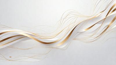 The primary subject of the image is a white and gold swirl design. The setting is a white background, and the visual style appears to be a combination of digital art and illustration. The dominant colors are white and gold, creating a sense of elegance and sophistication.