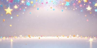The primary subject of the image is a white background with a large number of stars scattered across it. The setting appears to be a white room, and the visual style is a combination of digital art and illustration. The dominant colors are white and various shades of pink, creating a bright and cheerful atmosphere.