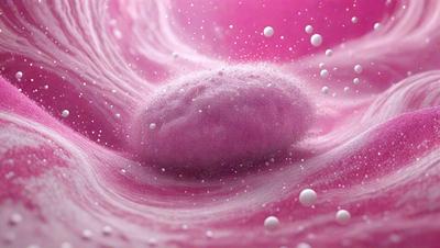 The primary subject of the image is a pink, purple, and white object, which appears to be a piece of art or a decorative item. The setting is a pink background, which adds to the overall mood of the image. The visual style of the image is a combination of photo and digital art, creating a unique and eye-catching appearance. The colors and mood of the image are predominantly pink and purple, giving it a warm and inviting atmosphere.