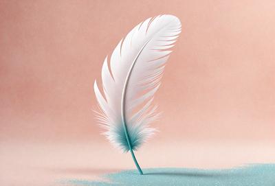 The primary subject of the image is a white feather, which is the main object, scene, or focus of the image. The setting is a pink background, which adds a contrasting color to the scene. The visual style of the image is digital art, as it is a digital illustration of a white feather. The colors and mood of the image are predominantly white and pink, creating a calm and serene atmosphere.