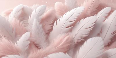 The primary subject of the image is a close-up of a pink feather. The setting is a pink background, which creates a contrast with the pink feather. The visual style is a photo, showcasing the feather's texture and details. The colors and mood of the image are predominantly pink, giving it a soft and delicate appearance.