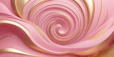 The primary subject of the image is a spiral pattern, which is a part of a larger design. The setting is a pink background, and the visual style appears to be a combination of photo and digital art. The colors and mood of the image are predominantly pink, creating a warm and inviting atmosphere.