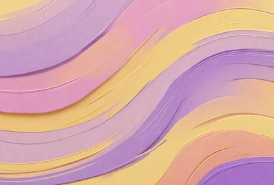 The primary subject of the image is a colorful, abstract design featuring a mix of yellow, purple, and pink hues. The setting is a wall, and the visual style appears to be a combination of digital art and illustration. The dominant colors and overall atmosphere of the image are vibrant, lively, and artistic.