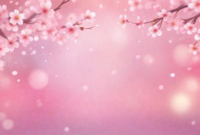The primary subject of the image is a pink background with a blurry, flowery pattern. The setting appears to be a pink sky, and the visual style is a combination of photo and digital art. The dominant colors are pink and white, creating a soft and delicate atmosphere.