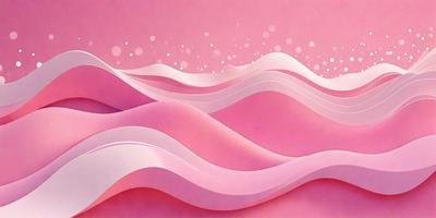 The primary subject of the image is a pink wave, which is the main focus of the scene. The wave is depicted in a pink and white color scheme, giving it a vibrant and lively appearance. The setting is a pink background, which complements the wave and adds to the overall visual style. The image is a digital art piece, showcasing the artist's creativity and skill in designing and rendering the wave. The colors and mood of the image are energetic and cheerful,