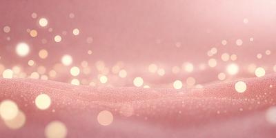 The primary subject of the image is a pink background with a pattern of sparkling lights. The setting is a pink surface, and the visual style is a combination of a photo and digital art. The colors and mood of the image are predominantly pink, with a warm and inviting atmosphere.