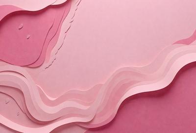 The primary subject of the image is a pink paper cutout of a wave. The setting is a pink background, which creates a visually appealing contrast with the wave. The visual style is a combination of digital art and illustration, as the paper cutout is skillfully crafted to resemble a wave. The colors and mood of the image are predominantly pink, giving it a warm and inviting atmosphere.