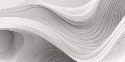 The primary subject of the image is a large, curved, and folded piece of paper. The paper appears to be white and is folded in a way that creates a wave-like pattern. The setting is a gray background, which contrasts with the white paper. The visual style of the image is a close-up of the paper, showcasing its intricate folds and details. The colors and mood of the image are predominantly gray and neutral, giving it a calm and minimalist appearance.