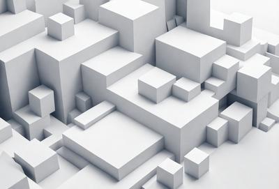 The primary subject of the image is a white, three-dimensional structure, possibly a building or a model of a building. The setting is a white, abstract environment, which could be a drawing or a digital art piece. The visual style is a combination of digital art and illustration, creating a unique and intriguing design. The colors and mood of the image are predominantly white, giving it a clean and minimalist appearance.