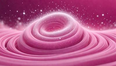 The primary subject of the image is a pink spiral, which appears to be a swirl or a vortex. The setting is a pink background, which adds to the overall mood of the image. The visual style of the image is a combination of photo and digital art, creating a unique and eye-catching design. The colors and mood of the image are predominantly pink, giving it a warm and inviting atmosphere.
