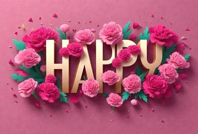 The primary subject of the image is a pink flower, which is the main object in the scene. The setting is a pink background, which adds to the overall mood of the image. The visual style is a combination of photo and digital art, creating a unique and eye-catching design. The dominant colors are pink and gold, giving the image a warm and inviting atmosphere.