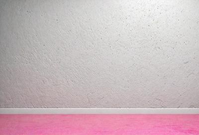 The primary subject of the image is a wall with a pink carpet. The setting is a room with a pink carpeted floor. The visual style is a photo, and the colors and mood are predominantly pink, creating a warm and inviting atmosphere.