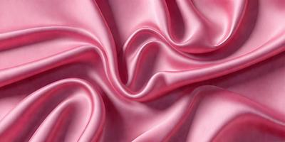 The primary subject of the image is a close-up of a pink fabric, possibly a piece of silk. The setting is a pink background, which complements the pink fabric. The visual style is a close-up, which emphasizes the texture and details of the fabric. The colors and mood of the image are predominantly pink, creating a warm and inviting atmosphere.
