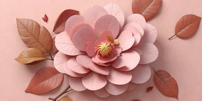 The primary subject of the image is a pink flower with a yellow center, which is the focal point of the scene. The flower is placed on a pink background, giving it a vibrant and eye-catching appearance. The visual style of the image is a combination of photo and digital art, creating a realistic yet artistic representation of the flower. The colors and mood of the image are predominantly pink and warm, evoking feelings of love, warmth, and beauty.