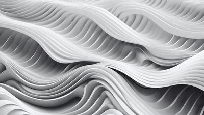 The primary subject of the image is a large, white, and curved structure that resembles a wave or a sculpture. The setting is a white background, which provides a clean and minimalist appearance. The visual style is a combination of digital art and illustration, creating a unique and artistic representation of the subject. The colors and mood of the image are predominantly white, giving it a clean, modern, and serene atmosphere.