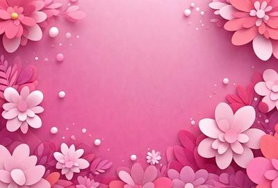 The primary subject of the image is a pink background with a pattern of pink flowers. The setting is a pink frame, and the visual style is digital art. The dominant colors are pink, and the overall atmosphere is soft and delicate.