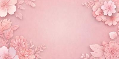 The primary subject of the image is a pink background with a white frame. The setting is a blank canvas, and the visual style is a combination of a photo and digital art. The colors are predominantly pink and white, creating a warm and inviting atmosphere.