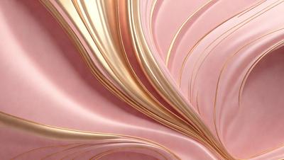 The primary subject of the image is a pink and gold swirl pattern. The setting is a pink background, and the visual style appears to be a combination of digital art and illustration. The dominant colors are pink and gold, creating a warm and inviting atmosphere.