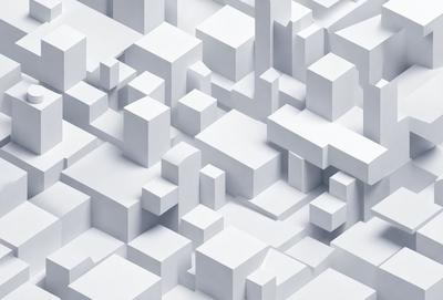 The primary subject of the image is a white, three-dimensional grid pattern. The setting is a white background, which creates a clean and minimalist appearance. The visual style is a combination of digital art and illustration, as the grid pattern is created using a computer-generated design. The colors and mood of the image are predominantly white, giving it a calm and serene atmosphere.