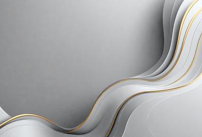 The primary subject of the image is a series of white and gold swirls, which are arranged in a visually appealing manner. The setting is a gray background, which provides a contrasting and neutral backdrop for the swirls. The visual style of the image is a combination of digital art and illustration, as the swirls are created using a combination of lines and shapes. The colors and mood of the image are predominantly white and gold, giving it a clean, elegant, and sophisticated appearance.