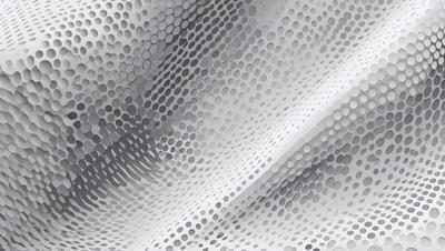 The primary subject of the image is a white, textured surface with a pattern of holes. The setting is a gray background, which contrasts with the white surface. The visual style is a combination of photo and digital art, creating a unique and intriguing pattern. The colors and mood of the image are predominantly white and gray, giving it a clean and minimalist appearance.
