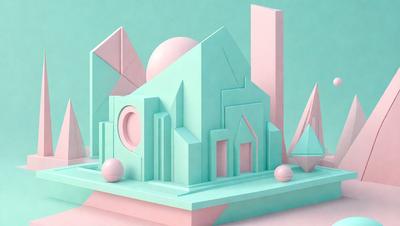 The primary subject of the image is a 3D model of a city, featuring a large building and a clock tower. The setting is a blue and pink background, which adds a vibrant and lively atmosphere to the scene. The visual style is a combination of digital art and illustration, creating a realistic and detailed representation of the city. The colors and mood convey a sense of excitement and energy, as the cityscape is brought to life through the use of these bold and contrasting colors.