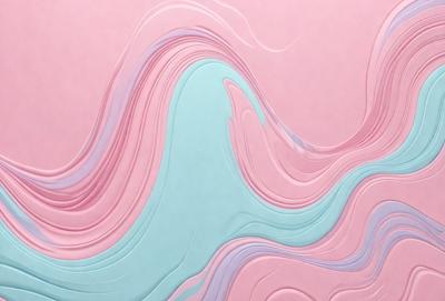 The primary subject of the image is a colorful, abstract design featuring a mix of pink, blue, and purple hues. The design appears to be a combination of a wave and a mountain, creating a visually striking and unique pattern. The setting is a pink background, which complements the vibrant colors of the design. The visual style of the image is a mix of digital art and illustration, showcasing the artist's creativity and skill in crafting a captivating and eye-catching