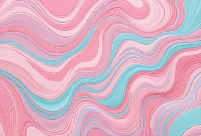 The primary subject of the image is a colorful, abstract design featuring a mix of pink, blue, and white colors. The setting is a wall, and the visual style appears to be a combination of digital art and illustration. The dominant colors and overall atmosphere of the image are vibrant, lively, and energetic.