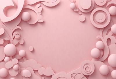 The primary subject of the image is a pink paper with a decorative design, possibly a frame or a border. The setting is a pink background, which complements the design. The visual style appears to be a combination of digital art and illustration, as the paper design is intricate and detailed. The colors and mood of the image are predominantly pink, creating a warm and inviting atmosphere.