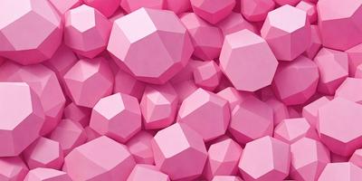 The primary subject of the image is a large pink pile of geometric shapes, predominantly cubes. The setting is a pink background, which adds a vibrant and lively atmosphere to the scene. The visual style is a combination of photo and digital art, creating a unique and eye-catching design. The colors and mood of the image are predominantly pink, which gives it a warm and inviting feel.