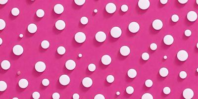 The primary subject of the image is a pattern of white circles on a pink background. The circles are arranged in a visually appealing manner, creating a sense of depth and texture. The setting is a pink surface, which serves as the background for the white circles. The visual style of the image is a combination of digital art and illustration, as the circles are created using a computer-generated design. The overall atmosphere of the image is vibrant and lively, with the white circles standing out against the pink background.
