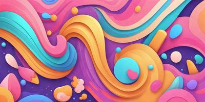 The primary subject of the image is a colorful, abstract design featuring a mix of pink, yellow, and orange colors. The setting is a purple background, which adds to the vibrant and lively atmosphere of the scene. The visual style is a combination of digital art and illustration, creating a unique and eye-catching design. The colors and mood convey a sense of energy and creativity, making the image an appealing and engaging piece of art.