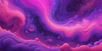 The primary subject of the image is a purple and pink swirling galaxy, which is the main focus of the scene. The setting is a space filled with stars, creating a vibrant and colorful backdrop. The visual style of the image is digital art, as it is a detailed and intricate illustration of the galaxy. The dominant colors in the image are purple and pink, giving it a dreamy and whimsical atmosphere.