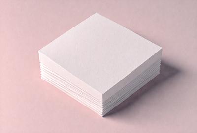 The primary subject of the image is a stack of white cards. The setting is a pink surface, which adds a warm and inviting atmosphere to the scene. The visual style is a close-up of the cards, showcasing their texture and details. The colors and mood of the image are predominantly pink, creating a sense of warmth and elegance.