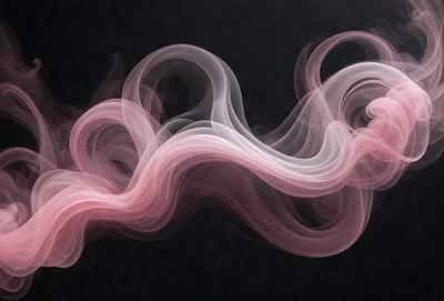The primary subject of the image is a pink smoke or vapor, which appears to be a digital art or illustration. The setting is a dark background, which contrasts with the pink smoke. The visual style gives the impression of a surreal or dreamy atmosphere. The colors and mood of the image are predominantly pink, creating a sense of warmth and softness.