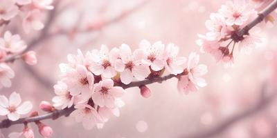 The primary subject of the image is a branch with pink flowers on it. The setting is a pink background, which adds to the overall mood of the image. The visual style is a photo, capturing the beauty of the flowers and the branch. The colors and mood of the image are predominantly pink, creating a warm and inviting atmosphere.