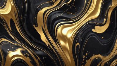 The primary subject of the image is a gold and black patterned wallpaper. The setting is a room with a black and gold wallpaper, which creates a visually striking and luxurious atmosphere. The visual style is a close-up of the wallpaper, showcasing its intricate design and patterns. The colors and mood of the image are predominantly black and gold, giving it a sophisticated and elegant appearance.