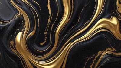 The primary subject of the image is a gold and black swirl pattern, which is the main object, scene, or focus of the image. The setting or background features a black and gold swirl pattern, which adds to the visual style of the image. The overall atmosphere is one of elegance and sophistication, as the gold and black colors evoke a sense of luxury and refinement.