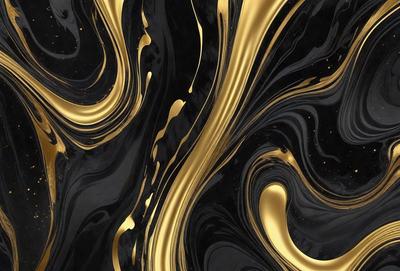 The primary subject of the image is a black and gold swirl pattern, which appears to be a design or a piece of art. The setting is a black background, which contrasts with the gold and black swirl pattern. The visual style of the image is a combination of digital art and illustration, creating a unique and eye-catching design. The dominant colors in the image are black, gold, and possibly some shades of brown, giving the pattern a rich and luxurious appearance. The overall atmosphere of the image is elegant